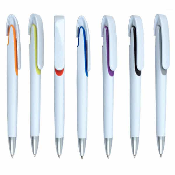 עט כדורי לבן בשילובי צבעים
