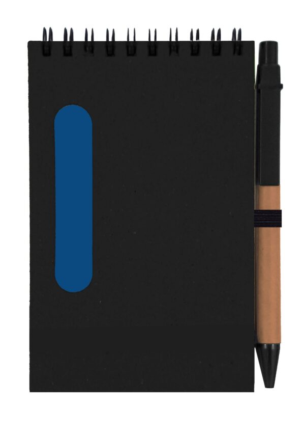 פנקס A6 שחור עם פס צבעוני+עט